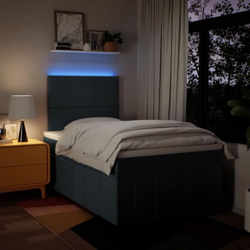 Boxspringbett mit Matratze Blau 120x190 cm Stoff Ehebett Gästebett Einzelbetten Bettrahmen für Gästezimmer Wohnbereich Herberge Schlafzimmer von HEFZGDB