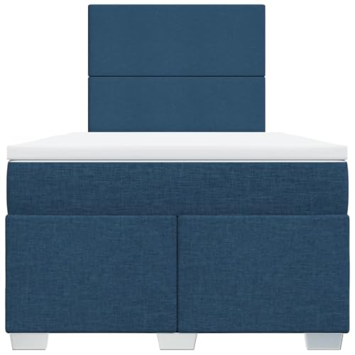 Boxspringbett mit Matratze Blau 120x190 cm Stoff Single Bed Bettgestell Familienbett Einzelbett für Gästezimmer Schlafzimmer Wohnbereich Herberge Boxspringbett mit Matratze Blau 120x190 cm Stoff Single Bed Bettgestell Familienbett Einzelbett für Gästezimmer Schlafzimmer Wohnbereich Herberge von HEFZGDB
