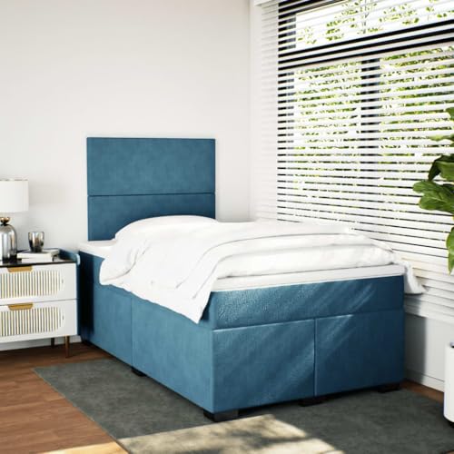 Boxspringbett mit Matratze Blau 120x200 cm Samt Daybed Gästebett Familienbett Doppelbett für Gästezimmer Schlafzimmer Herberge Wohnbereich Boxspringbett mit Matratze Blau 120x200 cm Samt Daybed Gästebett Familienbett Doppelbett für Gästezimmer Schlafzimmer Herberge Wohnbereich von HEFZGDB