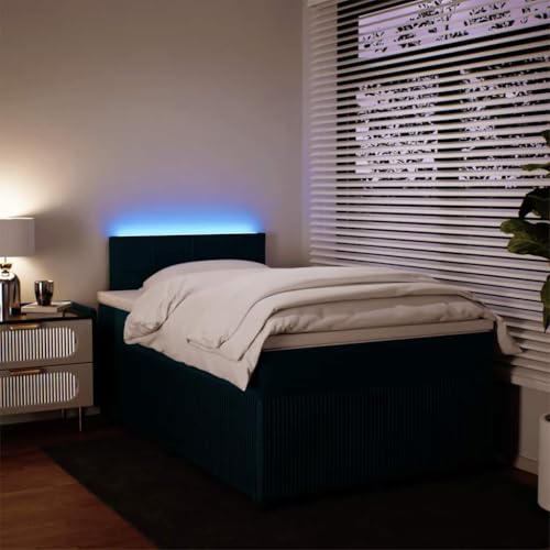 Boxspringbett mit Matratze Blau 120x200 cm Samt Single Bed Bed Frame Familienbett Bettrahmen für Gästezimmer Herberge Wohnbereich Schlafzimmer von HEFZGDB