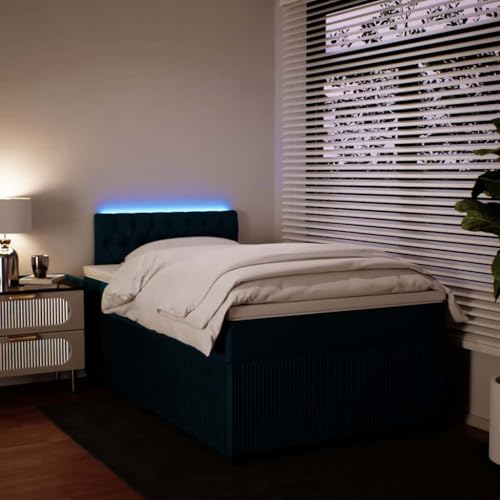 Boxspringbett mit Matratze Blau 120x200 cm Samt Single Bed Bed Frame Familienbett Bettrahmen für Gästezimmer Herberge Wohnbereich Schlafzimmer Boxspringbett mit Matratze Blau 120x200 cm Samt Single Bed Bed Frame Familienbett Bettrahmen für Gästezimmer Herberge Wohnbereich Schlafzimmer von HEFZGDB
