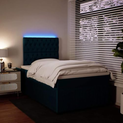 Boxspringbett mit Matratze Blau 120x200 cm Samt Single Bed Bed Frame Familienbett Bettrahmen für Herberge Wohnbereich Schlafzimmer Gästezimmer Boxspringbett mit Matratze Blau 120x200 cm Samt Single Bed Bed Frame Familienbett Bettrahmen für Herberge Wohnbereich Schlafzimmer Gästezimmer von HEFZGDB