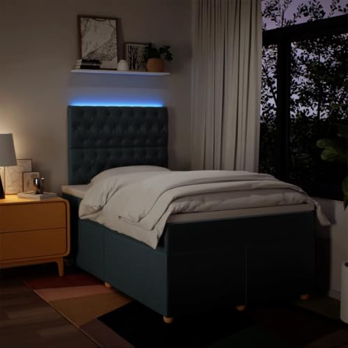 Boxspringbett mit Matratze Blau 120x200 cm Stoff Bette Gästebett Bed Frame Einzelbetten für Schlafzimmer Herberge Gästezimmer Wohnbereich von HEFZGDB