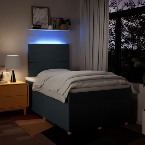 Boxspringbett mit Matratze Blau 120x200 cm Stoff Bette Gästebett Bed Frame Einzelbetten für Schlafzimmer Herberge Gästezimmer Wohnbereich Boxspringbett mit Matratze Blau 120x200 cm Stoff Bette Gästebett Bed Frame Einzelbetten für Schlafzimmer Herberge Gästezimmer Wohnbereich von HEFZGDB