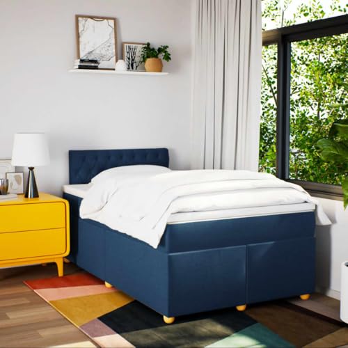 Boxspringbett mit Matratze Blau 120x200 cm Stoff Ehebett Gästebett Bed Frame Single Bed für Wohnbereich Herberge Gästezimmer Schlafzimmer Boxspringbett mit Matratze Blau 120x200 cm Stoff Ehebett Gästebett Bed Frame Single Bed für Wohnbereich Herberge Gästezimmer Schlafzimmer von HEFZGDB
