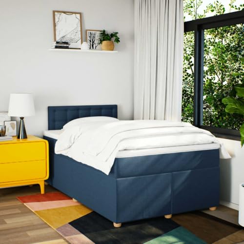 Boxspringbett mit Matratze Blau 120x200 cm Stoff Ehebett Gästebett Bed Frame Single Bed für Wohnbereich Herberge Gästezimmer Schlafzimmer Boxspringbett mit Matratze Blau 120x200 cm Stoff Ehebett Gästebett Bed Frame Single Bed für Wohnbereich Herberge Gästezimmer Schlafzimmer von HEFZGDB