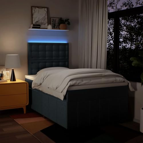 Boxspringbett mit Matratze Blau 120x200 cm Stoff Ehebett Gästebett Einzelbetten Bettrahmen für Gästezimmer Wohnbereich Herberge Schlafzimmer von HEFZGDB