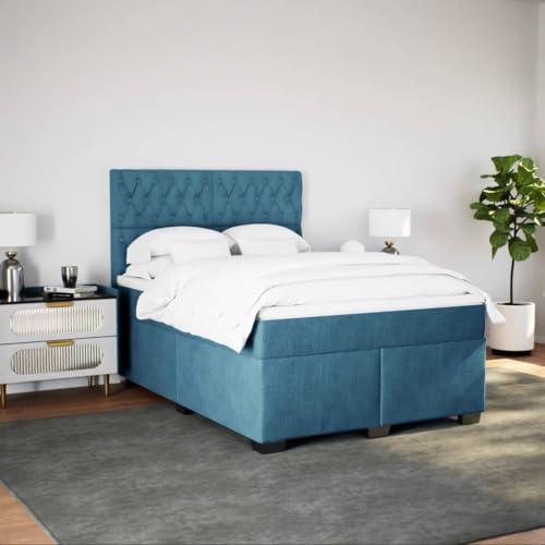 Boxspringbett mit Matratze Blau 140x190 cm Samt Daybed Gästebett Familienbett Doppelbett für Gästezimmer Schlafzimmer Herberge Wohnbereich Boxspringbett mit Matratze Blau 140x190 cm Samt Daybed Gästebett Familienbett Doppelbett für Gästezimmer Schlafzimmer Herberge Wohnbereich von HEFZGDB