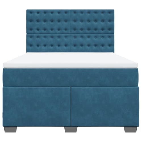 Boxspringbett mit Matratze Blau 140x190 cm Samt Jugendbett Gästebett Einzelbetten Doppelbett für Schlafzimmer Gästezimmer Herberge Wohnbereich Boxspringbett mit Matratze Blau 140x190 cm Samt Jugendbett Gästebett Einzelbetten Doppelbett für Schlafzimmer Gästezimmer Herberge Wohnbereich von HEFZGDB