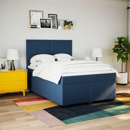 Boxspringbett mit Matratze Blau 140x190 cm Stoff Einzelbett Bettgestell Doppelbett Bettrahmen für Schlafzimmer Herberge Gästezimmer Wohnbereich Boxspringbett mit Matratze Blau 140x190 cm Stoff Einzelbett Bettgestell Doppelbett Bettrahmen für Schlafzimmer Herberge Gästezimmer Wohnbereich von HEFZGDB