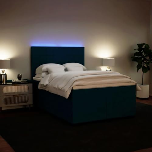 Boxspringbett mit Matratze Blau 140x200 cm Samt Daybed Gästebett Familienbett Doppelbett für Gästezimmer Schlafzimmer Herberge Wohnbereich Boxspringbett mit Matratze Blau 140x200 cm Samt Daybed Gästebett Familienbett Doppelbett für Gästezimmer Schlafzimmer Herberge Wohnbereich von HEFZGDB