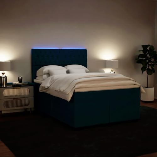 Boxspringbett mit Matratze Blau 140x200 cm Samt Daybed Gästebett Familienbett Doppelbett für Gästezimmer Schlafzimmer Herberge Wohnbereich von HEFZGDB