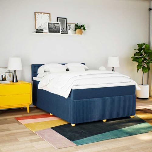 Boxspringbett mit Matratze Blau 140x200 cm Stoff Daybed Bettgestell Bed Frame Doppelbett für Wohnbereich Schlafzimmer Gästezimmer Herberge Boxspringbett mit Matratze Blau 140x200 cm Stoff Daybed Bettgestell Bed Frame Doppelbett für Wohnbereich Schlafzimmer Gästezimmer Herberge von HEFZGDB
