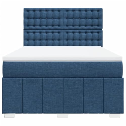 Boxspringbett mit Matratze Blau 140x200 cm Stoff Jugendbett Bettgestell Bed Frame Bettrahmen für Schlafzimmer Herberge Wohnbereich Gästezimmer von HEFZGDB