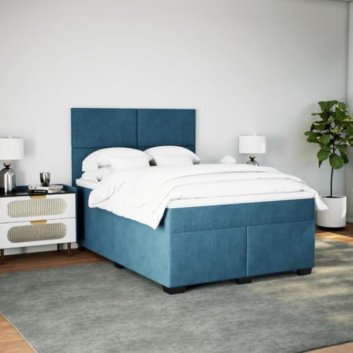 Boxspringbett mit Matratze Blau 160x200 cm Samt Daybed Gästebett Familienbett Doppelbett für Gästezimmer Schlafzimmer Herberge Wohnbereich Boxspringbett mit Matratze Blau 160x200 cm Samt Daybed Gästebett Familienbett Doppelbett für Gästezimmer Schlafzimmer Herberge Wohnbereich von HEFZGDB