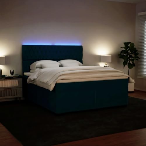 Boxspringbett mit Matratze Blau 180x200 cm Samt Daybed Gästebett Familienbett Doppelbett für Gästezimmer Schlafzimmer Herberge Wohnbereich Boxspringbett mit Matratze Blau 180x200 cm Samt Daybed Gästebett Familienbett Doppelbett für Gästezimmer Schlafzimmer Herberge Wohnbereich von HEFZGDB