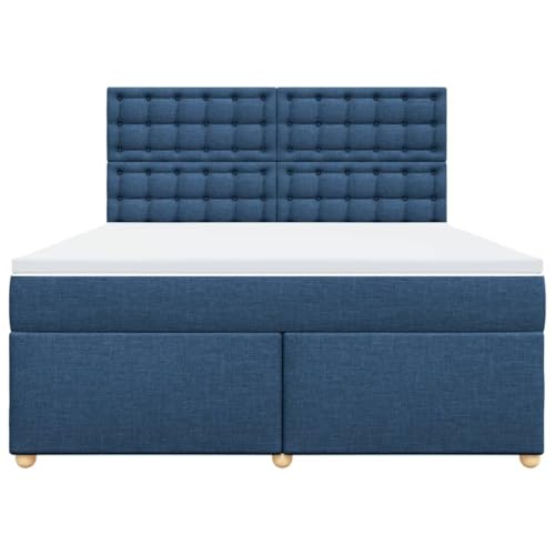 Boxspringbett mit Matratze Blau 180x200 cm Stoff Double Bed Gästebett Bed Frame Doppelbett für Herberge Schlafzimmer Wohnbereich Gästezimmer Boxspringbett mit Matratze Blau 180x200 cm Stoff Double Bed Gästebett Bed Frame Doppelbett für Herberge Schlafzimmer Wohnbereich Gästezimmer von HEFZGDB
