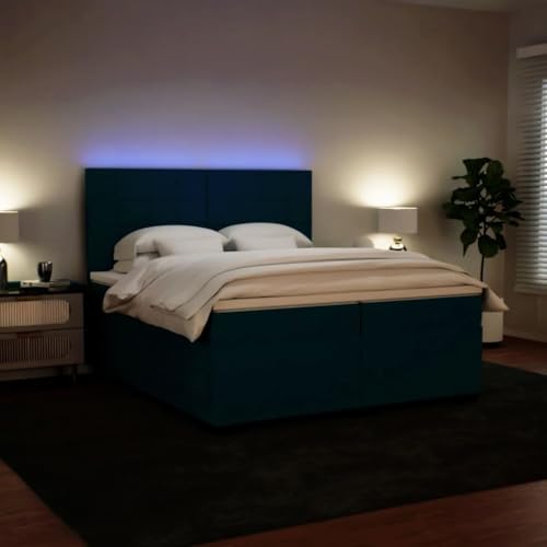 Boxspringbett mit Matratze Blau 200x200 cm Samt Daybed Gästebett Familienbett Doppelbett für Gästezimmer Schlafzimmer Herberge Wohnbereich Boxspringbett mit Matratze Blau 200x200 cm Samt Daybed Gästebett Familienbett Doppelbett für Gästezimmer Schlafzimmer Herberge Wohnbereich von HEFZGDB