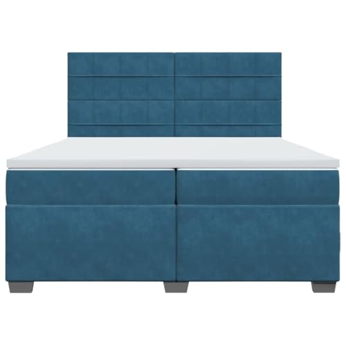 Boxspringbett mit Matratze Blau 200x200 cm Samt Jugendbett Gästebett Einzelbetten Doppelbett für Schlafzimmer Gästezimmer Herberge Wohnbereich Boxspringbett mit Matratze Blau 200x200 cm Samt Jugendbett Gästebett Einzelbetten Doppelbett für Schlafzimmer Gästezimmer Herberge Wohnbereich von HEFZGDB
