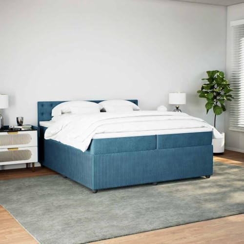Boxspringbett mit Matratze Blau 200x200 cm Samt Single Bed Bed Frame Familienbett Bettrahmen für Gästezimmer Herberge Wohnbereich Schlafzimmer Boxspringbett mit Matratze Blau 200x200 cm Samt Single Bed Bed Frame Familienbett Bettrahmen für Gästezimmer Herberge Wohnbereich Schlafzimmer von HEFZGDB