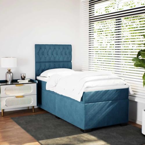 Boxspringbett mit Matratze Blau 80x200 cm Samt Daybed Gästebett Familienbett Doppelbett für Gästezimmer Schlafzimmer Herberge Wohnbereich Boxspringbett mit Matratze Blau 80x200 cm Samt Daybed Gästebett Familienbett Doppelbett für Gästezimmer Schlafzimmer Herberge Wohnbereich von HEFZGDB