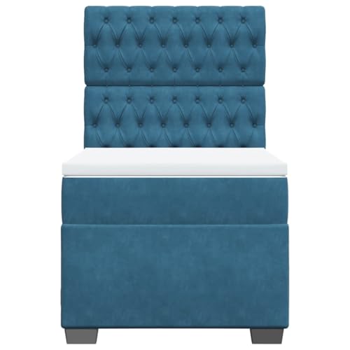 Boxspringbett mit Matratze Blau 80x200 cm Samt Jugendbett Gästebett Einzelbetten Doppelbett für Schlafzimmer Gästezimmer Herberge Wohnbereich Boxspringbett mit Matratze Blau 80x200 cm Samt Jugendbett Gästebett Einzelbetten Doppelbett für Schlafzimmer Gästezimmer Herberge Wohnbereich von HEFZGDB