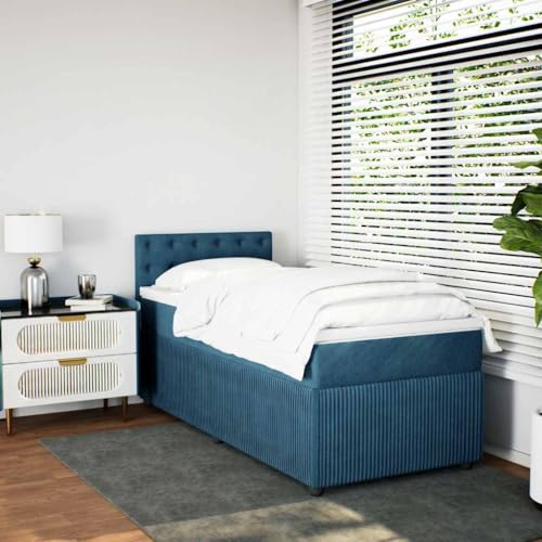 Boxspringbett mit Matratze Blau 80x200 cm Samt Single Bed Bed Frame Familienbett Bettrahmen für Gästezimmer Herberge Wohnbereich Schlafzimmer Boxspringbett mit Matratze Blau 80x200 cm Samt Single Bed Bed Frame Familienbett Bettrahmen für Gästezimmer Herberge Wohnbereich Schlafzimmer von HEFZGDB