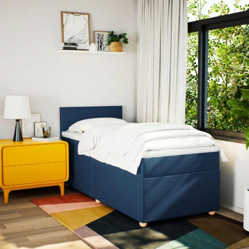 Boxspringbett mit Matratze Blau 90x190 cm Stoff Ehebett Gästebett Bed Frame Single Bed für Wohnbereich Herberge Gästezimmer Schlafzimmer Boxspringbett mit Matratze Blau 90x190 cm Stoff Ehebett Gästebett Bed Frame Single Bed für Wohnbereich Herberge Gästezimmer Schlafzimmer von HEFZGDB