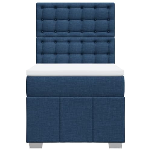 Boxspringbett mit Matratze Blau 90x190 cm Stoff Jugendbett Bettgestell Bed Frame Bettrahmen für Schlafzimmer Herberge Wohnbereich Gästezimmer Boxspringbett mit Matratze Blau 90x190 cm Stoff Jugendbett Bettgestell Bed Frame Bettrahmen für Schlafzimmer Herberge Wohnbereich Gästezimmer von HEFZGDB