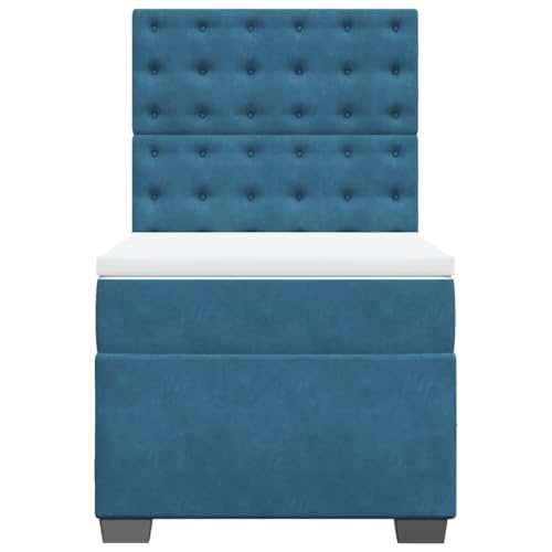Boxspringbett mit Matratze Blau 90x200 cm Samt Jugendbett Gästebett Einzelbetten Doppelbett für Schlafzimmer Gästezimmer Herberge Wohnbereich Boxspringbett mit Matratze Blau 90x200 cm Samt Jugendbett Gästebett Einzelbetten Doppelbett für Schlafzimmer Gästezimmer Herberge Wohnbereich von HEFZGDB