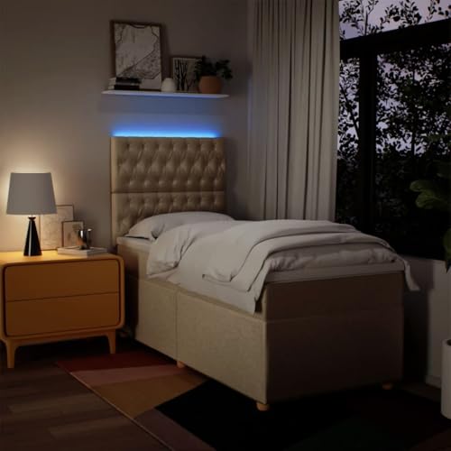 Boxspringbett mit Matratze Creme 100x200 cm Stoff Bette Gästebett Bed Frame Einzelbetten für Schlafzimmer Herberge Gästezimmer Wohnbereich Boxspringbett mit Matratze Creme 100x200 cm Stoff Bette Gästebett Bed Frame Einzelbetten für Schlafzimmer Herberge Gästezimmer Wohnbereich von HEFZGDB