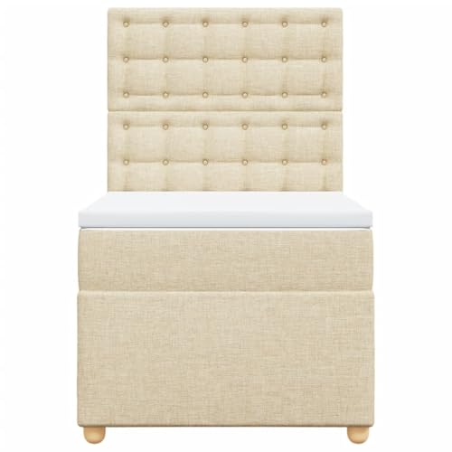 Boxspringbett mit Matratze Creme 100x200 cm Stoff Double Bed Gästebett Bed Frame Doppelbett für Herberge Schlafzimmer Wohnbereich Gästezimmer Boxspringbett mit Matratze Creme 100x200 cm Stoff Double Bed Gästebett Bed Frame Doppelbett für Herberge Schlafzimmer Wohnbereich Gästezimmer von HEFZGDB