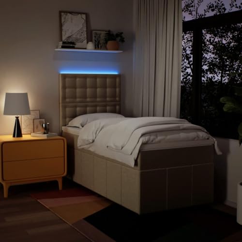 Boxspringbett mit Matratze Creme 100x200 cm Stoff Ehebett Gästebett Einzelbetten Bettrahmen für Gästezimmer Wohnbereich Herberge Schlafzimmer Boxspringbett mit Matratze Creme 100x200 cm Stoff Ehebett Gästebett Einzelbetten Bettrahmen für Gästezimmer Wohnbereich Herberge Schlafzimmer von HEFZGDB