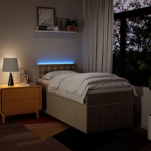 Boxspringbett mit Matratze Creme 100x200 cm Stoff Ehebett Gästebett Einzelbetten Bettrahmen für Herberge Schlafzimmer Gästezimmer Wohnbereich Boxspringbett mit Matratze Creme 100x200 cm Stoff Ehebett Gästebett Einzelbetten Bettrahmen für Herberge Schlafzimmer Gästezimmer Wohnbereich von HEFZGDB