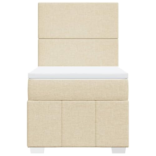 Boxspringbett mit Matratze Creme 100x200 cm Stoff Jugendbett Bettgestell Bed Frame Bettrahmen für Schlafzimmer Herberge Wohnbereich Gästezimmer Boxspringbett mit Matratze Creme 100x200 cm Stoff Jugendbett Bettgestell Bed Frame Bettrahmen für Schlafzimmer Herberge Wohnbereich Gästezimmer von HEFZGDB