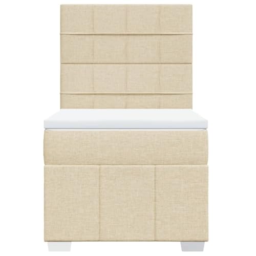 Boxspringbett mit Matratze Creme 100x200 cm Stoff Jugendbett Bettgestell Bed Frame Bettrahmen für Schlafzimmer Herberge Wohnbereich Gästezimmer Boxspringbett mit Matratze Creme 100x200 cm Stoff Jugendbett Bettgestell Bed Frame Bettrahmen für Schlafzimmer Herberge Wohnbereich Gästezimmer von HEFZGDB