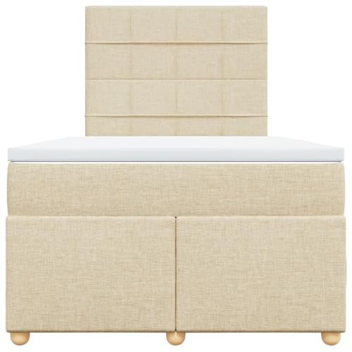 Boxspringbett mit Matratze Creme 120x190 cm Stoff Double Bed Gästebett Bed Frame Doppelbett für Herberge Schlafzimmer Wohnbereich Gästezimmer Boxspringbett mit Matratze Creme 120x190 cm Stoff Double Bed Gästebett Bed Frame Doppelbett für Herberge Schlafzimmer Wohnbereich Gästezimmer von HEFZGDB