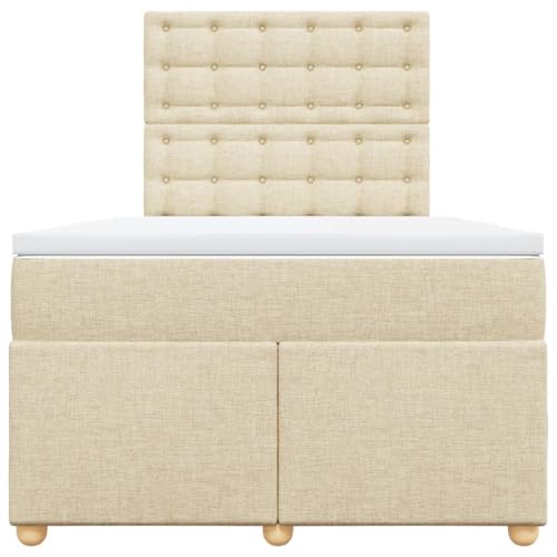 Boxspringbett mit Matratze Creme 120x190 cm Stoff Double Bed Gästebett Bed Frame Doppelbett für Herberge Schlafzimmer Wohnbereich Gästezimmer von HEFZGDB