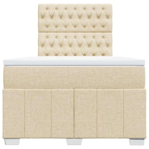 Boxspringbett mit Matratze Creme 120x190 cm Stoff Jugendbett Bettgestell Bed Frame Bettrahmen für Schlafzimmer Herberge Wohnbereich Gästezimmer Boxspringbett mit Matratze Creme 120x190 cm Stoff Jugendbett Bettgestell Bed Frame Bettrahmen für Schlafzimmer Herberge Wohnbereich Gästezimmer von HEFZGDB
