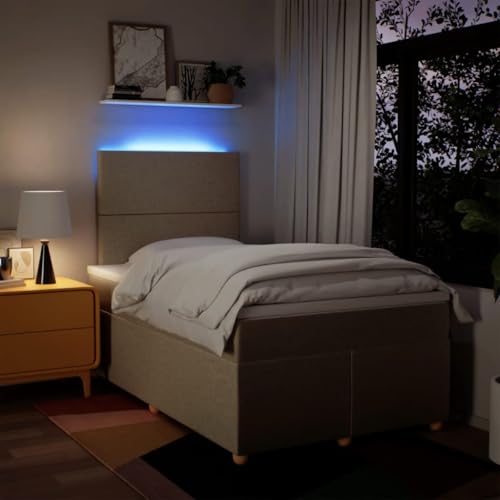 Boxspringbett mit Matratze Creme 120x200 cm Stoff Bette Gästebett Bed Frame Einzelbetten für Schlafzimmer Herberge Gästezimmer Wohnbereich Boxspringbett mit Matratze Creme 120x200 cm Stoff Bette Gästebett Bed Frame Einzelbetten für Schlafzimmer Herberge Gästezimmer Wohnbereich von HEFZGDB