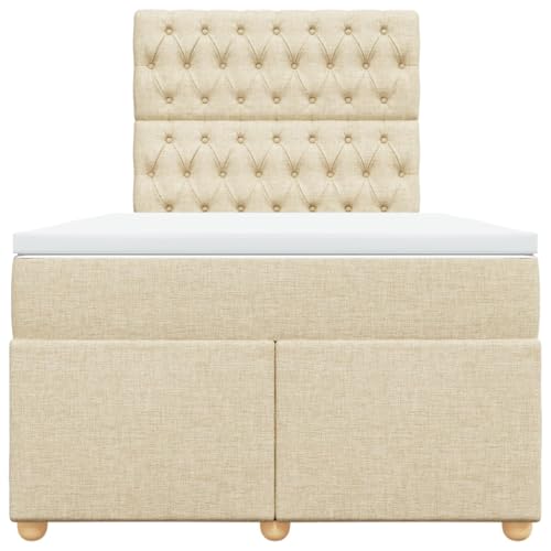 Boxspringbett mit Matratze Creme 120x200 cm Stoff Double Bed Gästebett Bed Frame Doppelbett für Herberge Schlafzimmer Wohnbereich Gästezimmer Boxspringbett mit Matratze Creme 120x200 cm Stoff Double Bed Gästebett Bed Frame Doppelbett für Herberge Schlafzimmer Wohnbereich Gästezimmer von HEFZGDB