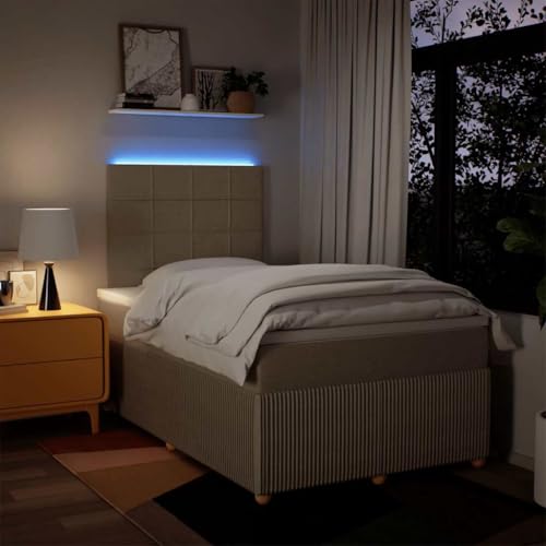 Boxspringbett mit Matratze Creme 120x200 cm Stoff Ehebett Bettgestell Familienbett Bettrahmen für Gästezimmer Schlafzimmer Wohnbereich Herberge von HEFZGDB