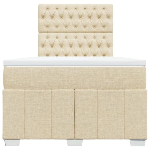 Boxspringbett mit Matratze Creme 120x200 cm Stoff Jugendbett Bettgestell Bed Frame Bettrahmen für Schlafzimmer Herberge Wohnbereich Gästezimmer Boxspringbett mit Matratze Creme 120x200 cm Stoff Jugendbett Bettgestell Bed Frame Bettrahmen für Schlafzimmer Herberge Wohnbereich Gästezimmer von HEFZGDB