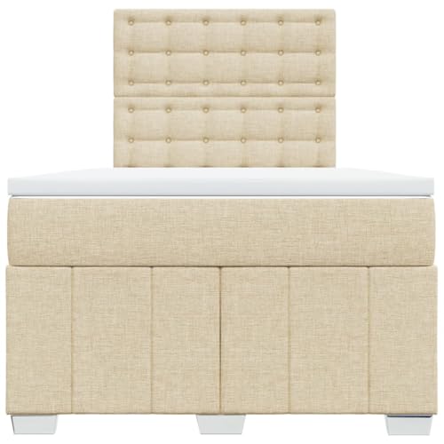 Boxspringbett mit Matratze Creme 120x200 cm Stoff Jugendbett Bettgestell Bed Frame Bettrahmen für Schlafzimmer Herberge Wohnbereich Gästezimmer Boxspringbett mit Matratze Creme 120x200 cm Stoff Jugendbett Bettgestell Bed Frame Bettrahmen für Schlafzimmer Herberge Wohnbereich Gästezimmer von HEFZGDB