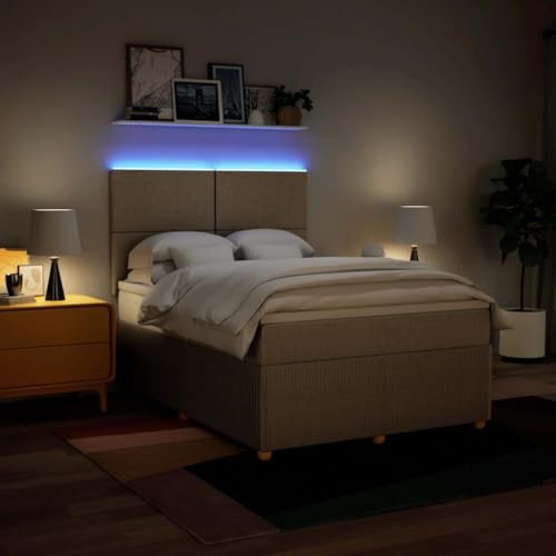 Boxspringbett mit Matratze Creme 140x190 cm Stoff Ehebett Bettgestell Familienbett Bettrahmen für Gästezimmer Schlafzimmer Wohnbereich Herberge Boxspringbett mit Matratze Creme 140x190 cm Stoff Ehebett Bettgestell Familienbett Bettrahmen für Gästezimmer Schlafzimmer Wohnbereich Herberge von HEFZGDB