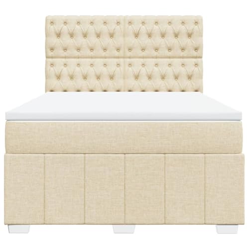 Boxspringbett mit Matratze Creme 140x190 cm Stoff Jugendbett Bettgestell Bed Frame Bettrahmen für Schlafzimmer Herberge Wohnbereich Gästezimmer Boxspringbett mit Matratze Creme 140x190 cm Stoff Jugendbett Bettgestell Bed Frame Bettrahmen für Schlafzimmer Herberge Wohnbereich Gästezimmer von HEFZGDB