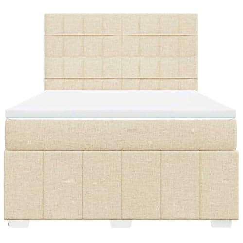 Boxspringbett mit Matratze Creme 140x190 cm Stoff Jugendbett Bettgestell Bed Frame Bettrahmen für Schlafzimmer Herberge Wohnbereich Gästezimmer Boxspringbett mit Matratze Creme 140x190 cm Stoff Jugendbett Bettgestell Bed Frame Bettrahmen für Schlafzimmer Herberge Wohnbereich Gästezimmer von HEFZGDB