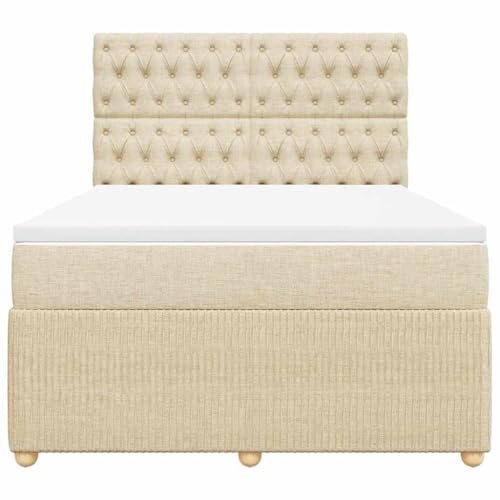 Boxspringbett mit Matratze Creme 140x190 cm Stoff Single Bed Bettgestell Einzelbetten Bettrahmen für Herberge Wohnbereich Gästezimmer Schlafzimmer Boxspringbett mit Matratze Creme 140x190 cm Stoff Single Bed Bettgestell Einzelbetten Bettrahmen für Herberge Wohnbereich Gästezimmer Schlafzimmer von HEFZGDB