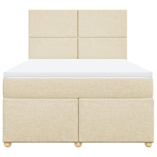Boxspringbett mit Matratze Creme 140x200 cm Stoff Double Bed Gästebett Bed Frame Doppelbett für Herberge Schlafzimmer Wohnbereich Gästezimmer Boxspringbett mit Matratze Creme 140x200 cm Stoff Double Bed Gästebett Bed Frame Doppelbett für Herberge Schlafzimmer Wohnbereich Gästezimmer von HEFZGDB