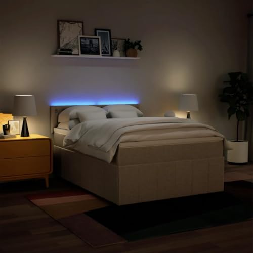 Boxspringbett mit Matratze Creme 140x200 cm Stoff Ehebett Gästebett Einzelbetten Bettrahmen für Herberge Schlafzimmer Gästezimmer Wohnbereich Boxspringbett mit Matratze Creme 140x200 cm Stoff Ehebett Gästebett Einzelbetten Bettrahmen für Herberge Schlafzimmer Gästezimmer Wohnbereich von HEFZGDB